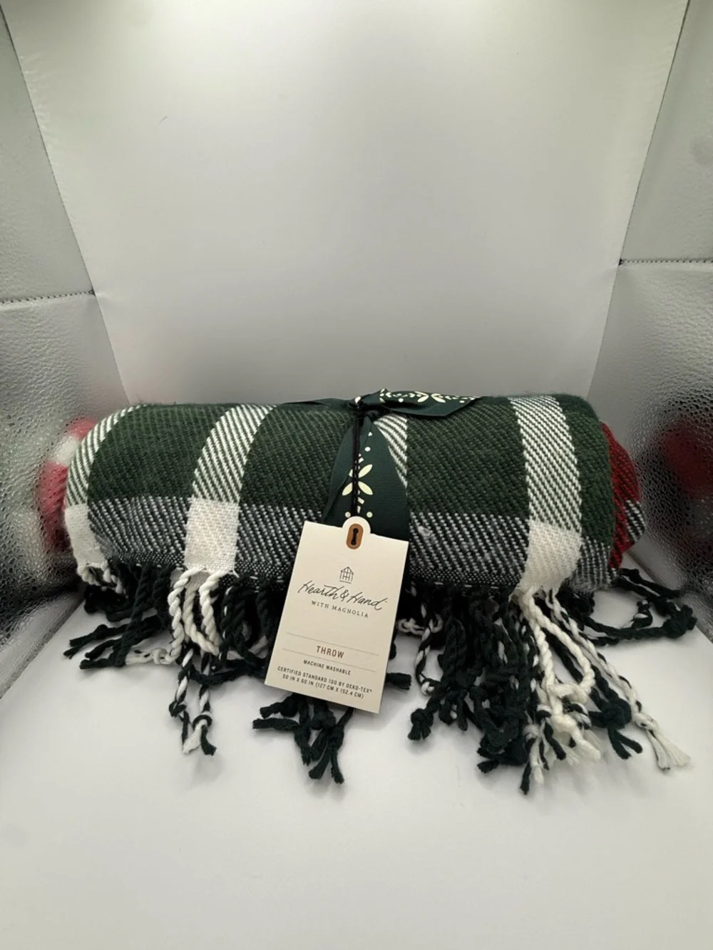 NWT‎ Hearth & Hand with Magnolia Chunky Plaid Throw Blanket Red/Green 50x60